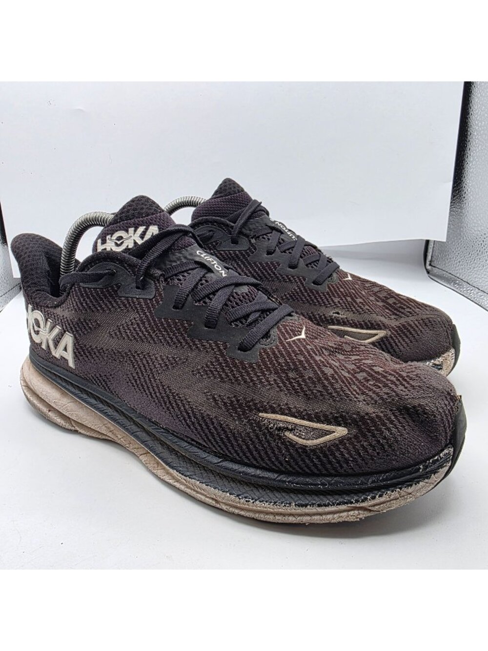 Hoka Clifton 9 Women Size 9 Wide Black Running Shoes Cushioning Athletic